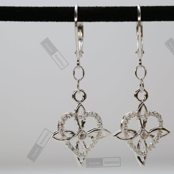 Mystic Knot & Heart Earrings in .925 Sterling Silver • Symbolic Feminine Design. - Picture 1 of 6